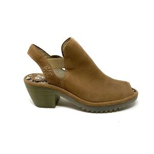 Fly London Tan Slingback Heeled Shoes